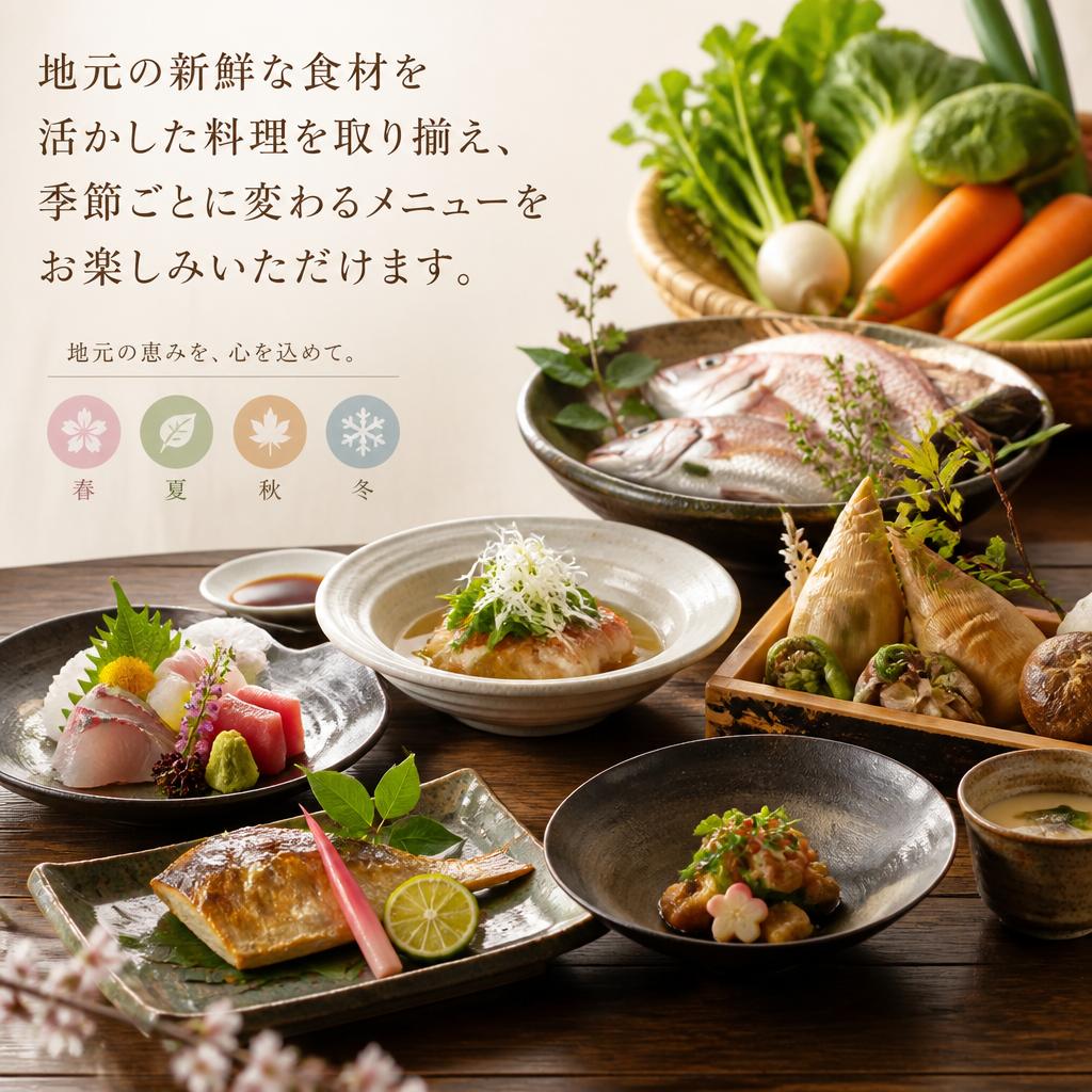 旬の食材を使用した多彩なメニュー