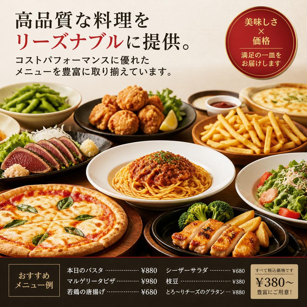 リーズナブルな価格で満足