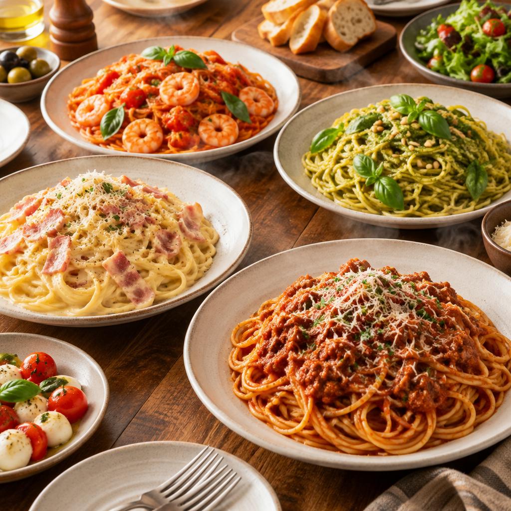 みんなで選んで、思いきりシェア！ボリューム満点のパスタで、いつもの食事を特別なひとときに。